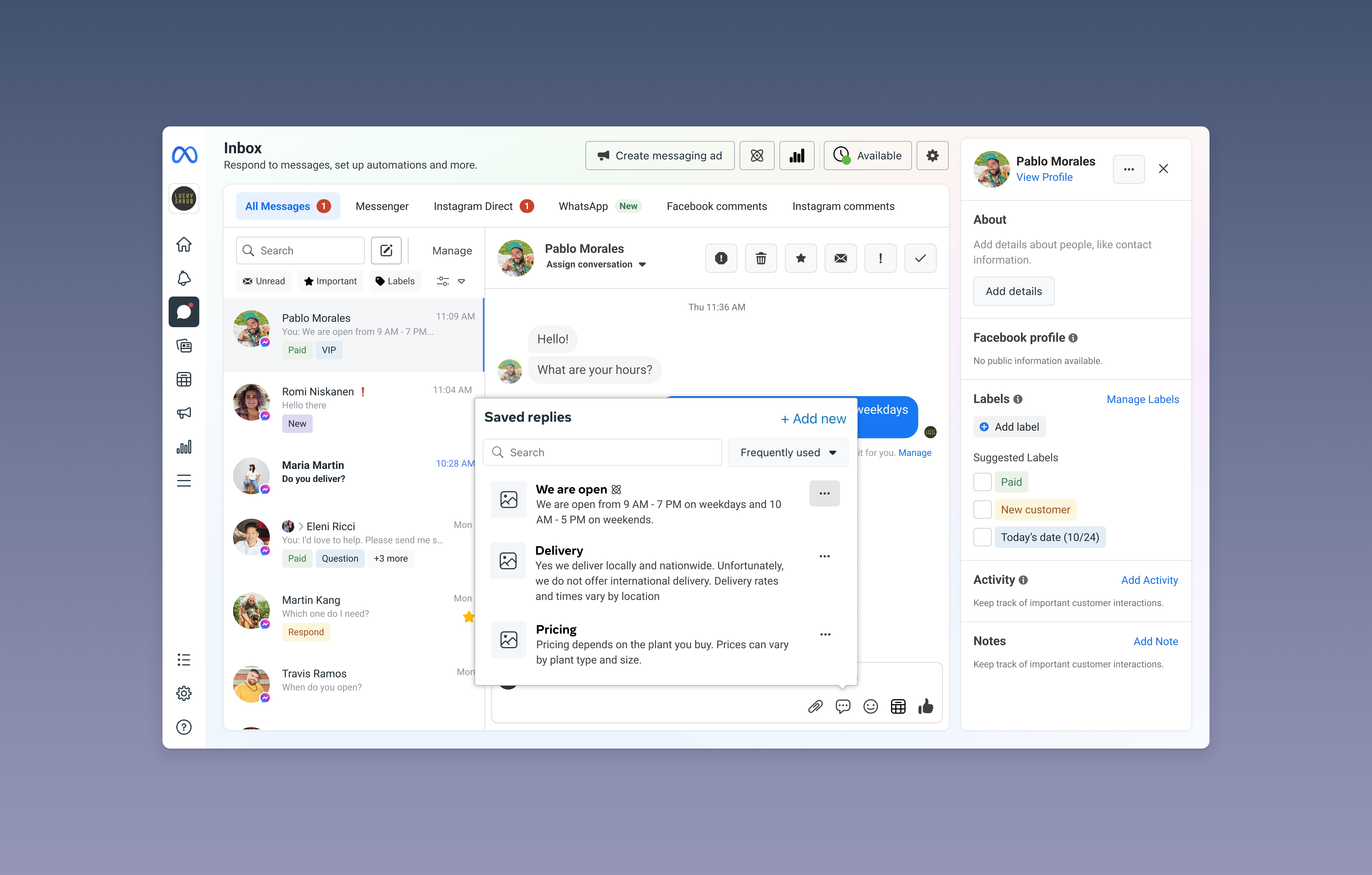 Unified Business Inbox — Saved Replies